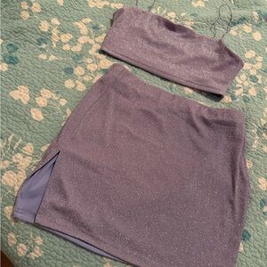 Fashion Nova Glittering Lavender Skirt Set